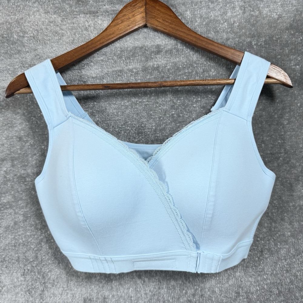 NWT Fiona Bra Women's XL Blue Convenient Front Closure Wireless Senior Easy Wear